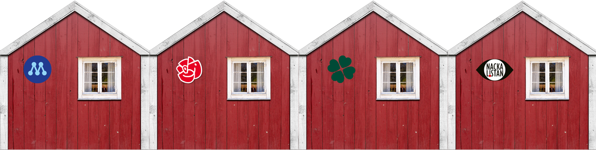 Valstugor på politikertorget på Nacka Företagarträff 2026